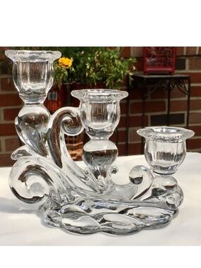 Cambridge Caprice Crystal 3 arm candle holder
